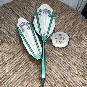 Made in England enamel hair brush and clothing brush